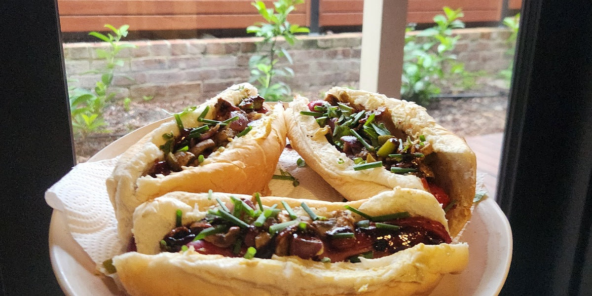 Gourmet Hotdogs with Spicy Grape Sauce